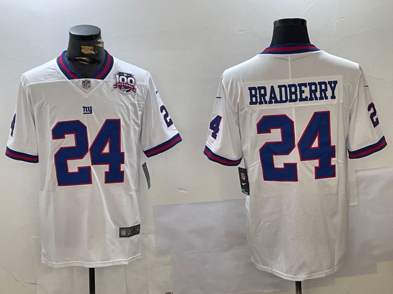 Men New York Giants #24 Bradberry White 2024 Nike Vapor Limited NFL Jersey style 2